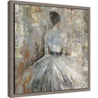 Impressionist Woman in Elegant Gown Framed Canvas Art