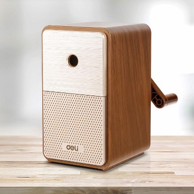 Deli Manual Pencil Sharpener - Auto-in Hand Crank with Adjustable Point for Colored Pencils, Kids, Students, Classroom, Home and Office