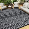 Outdoor Modern Stripe Foldable Picnic Mat With Storage Bags Abstract Plastic Straw Rug Erasable Carpet for Camping Garden Backyard - 3 of 4