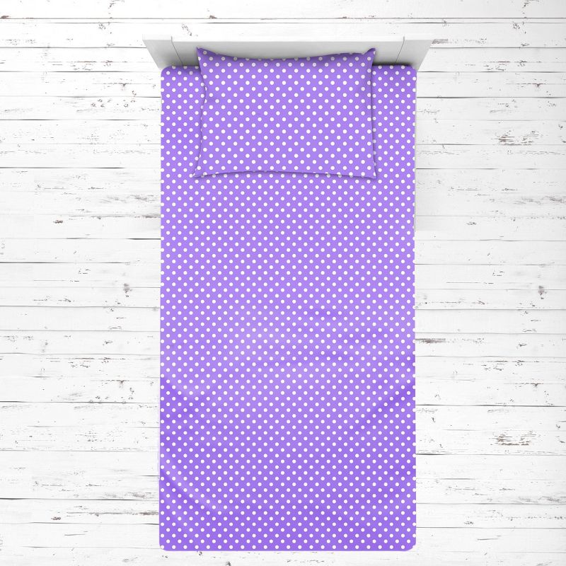 Bacati - Lilac Pin Dots 3 pc Toddler Bed Sheet Set, 5 of 8