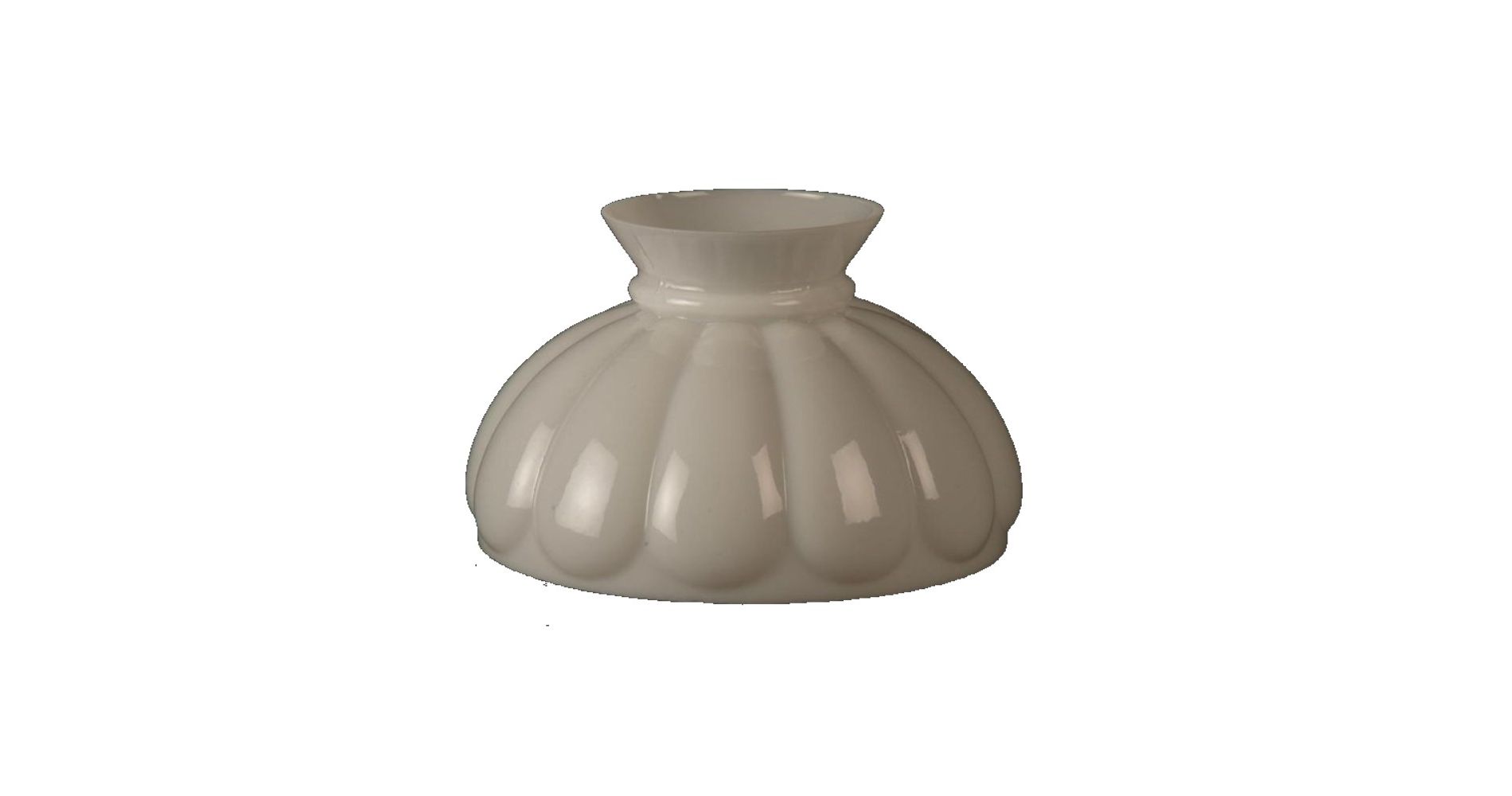 Lehman's Decorative Melon Style Glass Oil Lamp Shade 10" Fitter Opal White