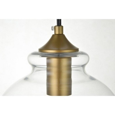 Brass and Clear Glass Globe Pendant Light with Adjustable Cord