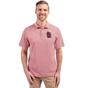 St Louis Cardinals Cutter & Buck Virtue Eco Pique Stripe Recycled Mens Polo - 1 of 1