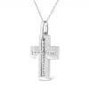Haus of Brilliance Silver Prong-Set Diamond Accent Bold Cross Pendant Necklace - 3 of 4