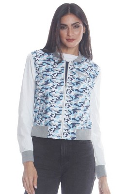 Members Only Women's Camouflage Baseball Jacket With Nylon Sleeves : Target