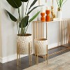 23" Wide 2pc Planter Bohemian Metal Pots Brown - CosmoLiving by Cosmopolitan: Indoor/Outdoor, Weather-Resistant - 3 of 4