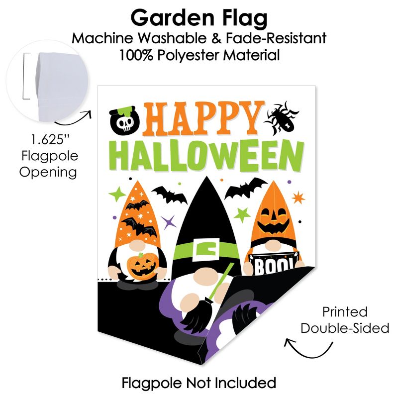 Big Dot of Happiness Halloween Gnomes - Outdoor Home Decorations - Double-Sided Spooky Fall Party Garden Flag - 12 x 15.25 inches, 3 of 9