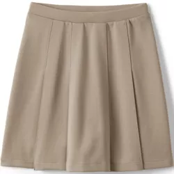 Lands' End School Uniform Girls Ponte Pleat Skirt at the Knee - 8 - Khaki