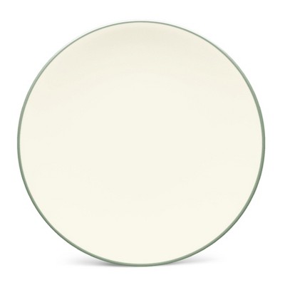 Green and Cream Ceramic Matte Dinner Plates, Set of 4