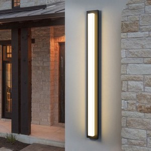 LamQee Modern Linear Outdoor Wall Lights Exterior Lighting Fixtures Outdoor Wall Sconces Wall Mount Lights With Acrylic Shade - 1 of 4