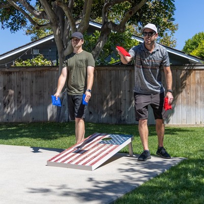 Rustic American Flag 4 ft x 2 ft Premium Wood Cornhole Set with Bean Bags
