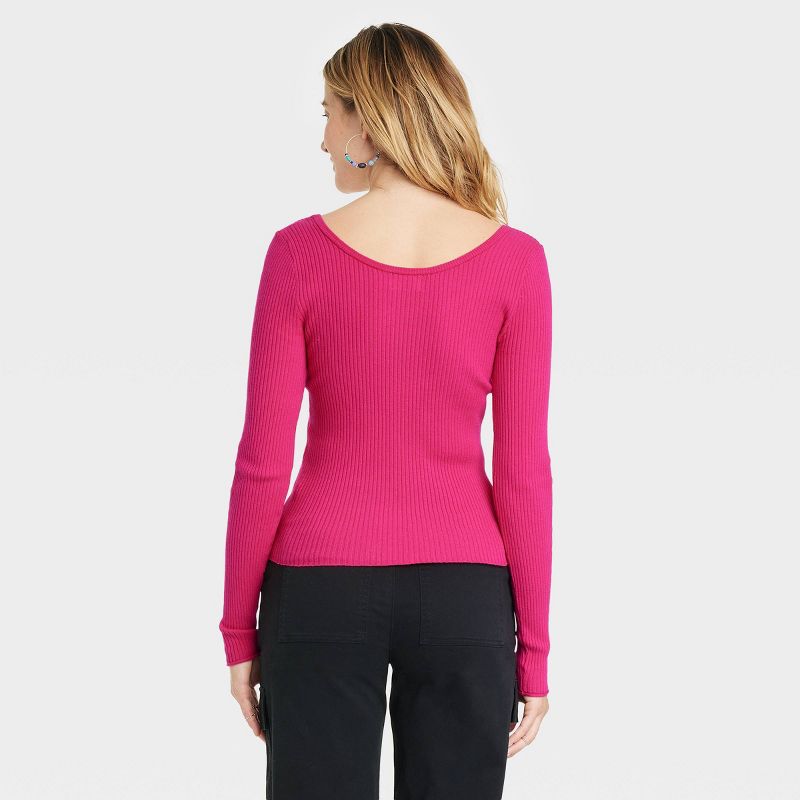 Women's Shrunken Rib Scoop Neck Pullover Sweater - Universal Thread™, 3 of 11