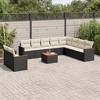 vidaXL 11 Piece Patio Sofa Set with Cushions Black Poly Rattan - Black and Cream With Table - 2 of 4