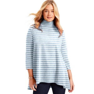 June + Vie by Roaman's Women's Plus Size One+Only Mock-Neck Tunic - 1 of 4