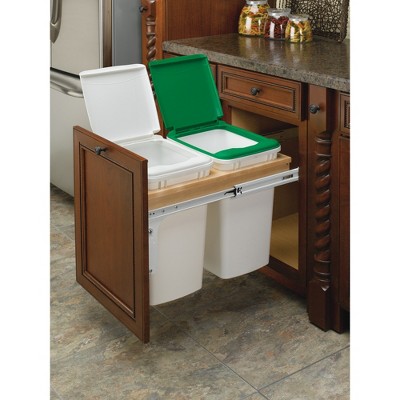 White Maple Pull-Out Kitchen Trash Can with Metal Frame