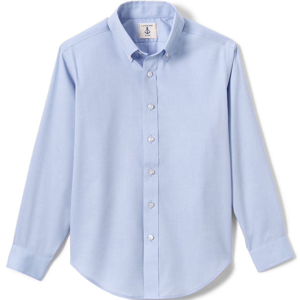 Lands' End School Uniform Kids Long Sleeve No Iron Pinpoint Dress Shirt - thumbnail 4