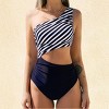 Women's Cabana Days Striped Bathing Suit One-Shoulder Swimsuit - Cupshe - 4 of 4