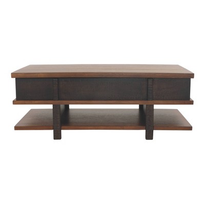 Gray and Brown Rectangular Lift-Top Storage Coffee Table