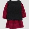 Carter's Just One You® Baby Girls' 3pc Holiday Buffalo Checkered Dress with Vest - Black - 3 of 4
