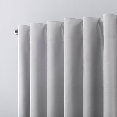 Chrome Gray Faux Silk Blackout Back Tab Curtain Panel