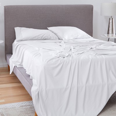 Bright White Twin XL Cotton Bamboo Sheet Set