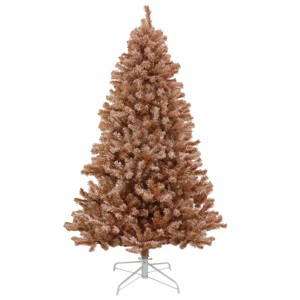 7ft Flocked Pink PVC Full Hinged Tree with Metal Stand - 1 of 3