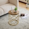 Elegant Side Table with Round MDF Top, Geometric Metal Frame and Birdcage Base for Living Room or Bedroom Accent Decor-The Pop Home - 2 of 4