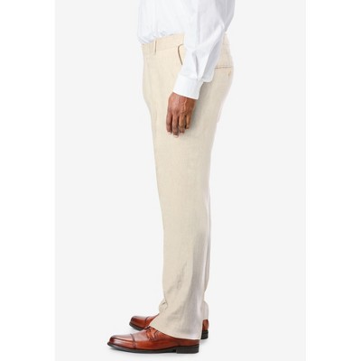 KingSize Linen Blend Plain Front Dress Pants