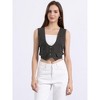 Allegra K Women's Vintage Button-Up Sleeveless Cropped Jean Waistcoat Vest - 3 of 4