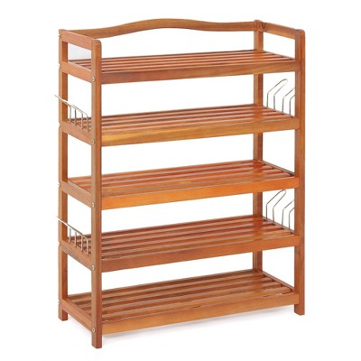 5-Tier Bamboo Freestanding Shoe Rack-Natural