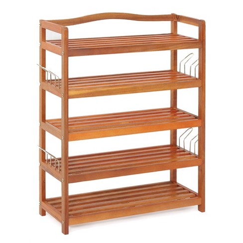 Shoe Rack 5-tier Shoe Storage Organizer W/4 Metal Mesh Shelves For 16-20  Pairs : Target