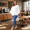 Women's Plus Size V Neck 3/4 Sleeve Double Layers Ruffle Chiffon Dressy Casual Blouses - Agnes Orinda - 3 of 4