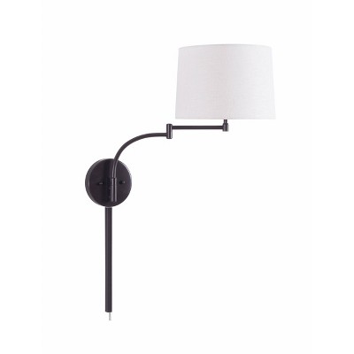 Seven Sleek Oil Rubbed Bronze Swing Arm Wall Lamp with Cream Shade
