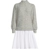 Lands' End Women's Fuzzy Lantern Sleeve Mock Neck Mini Twofer Dress - 3 of 4