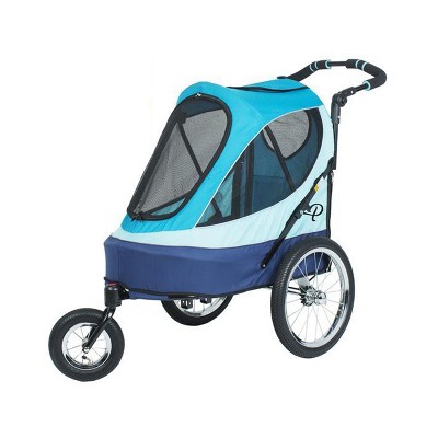 Petique All Terrain Pet Jogger Outdoor Stroller Wagon Cart with Large Bike Tires, Folding Foam Grip Handle, and Tire Pump, Sailboat