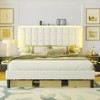 AMERLIFE Button Tufted Platform Bed Frame with LED Lights and Charging Station - 3 of 3