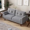 Coucheta 65" Mid Century Modern Loveseat Sofa for Small Spaces, 2 Seater Linen Upholstered Couch with Button Tufted Design & Wood Legs, Small Couch - 2 of 4