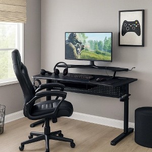 Royal Hampton Gaming Table with USB Plugin and Headset Rack, Black - 1 of 4