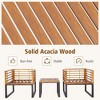 Tangkula 3PCS Acacia Wood Patio Bistro Set Outdoor Conversation Furniture Set w/ Navy Cushions - 3 of 4