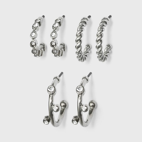 Sterling Silver Twist Hoop Earrings - A New Day™ Silver : Target