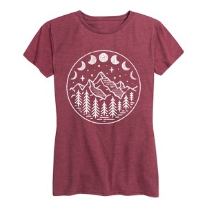 Women's - Instant Message - Celestial Mountains Moon Phases Short Sleeve Graphic T-Shirt - 1 of 4