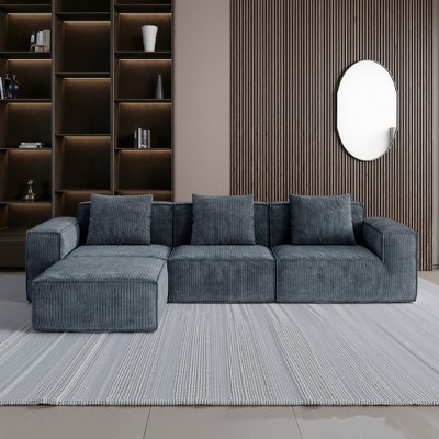TiramisuBest Modular Sectional Sofa, Convertible Tofu Sofa Bed with Armrest, Floor Comfy Compression Sofa for Living & Bedroom(Gray)