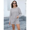 BLUEMING Women Sportswear Sets Waffle Knitted Oversized Long Sleeve Tops Shorts Casual Home Wear Suit - 3 of 4
