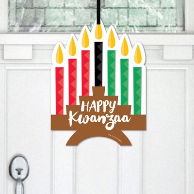 Big Dot of Happiness Happy Kwanzaa - Hanging Porch Heritage Holiday Party Outdoor Decorations - Front Door Decor - 1 Piece Sign