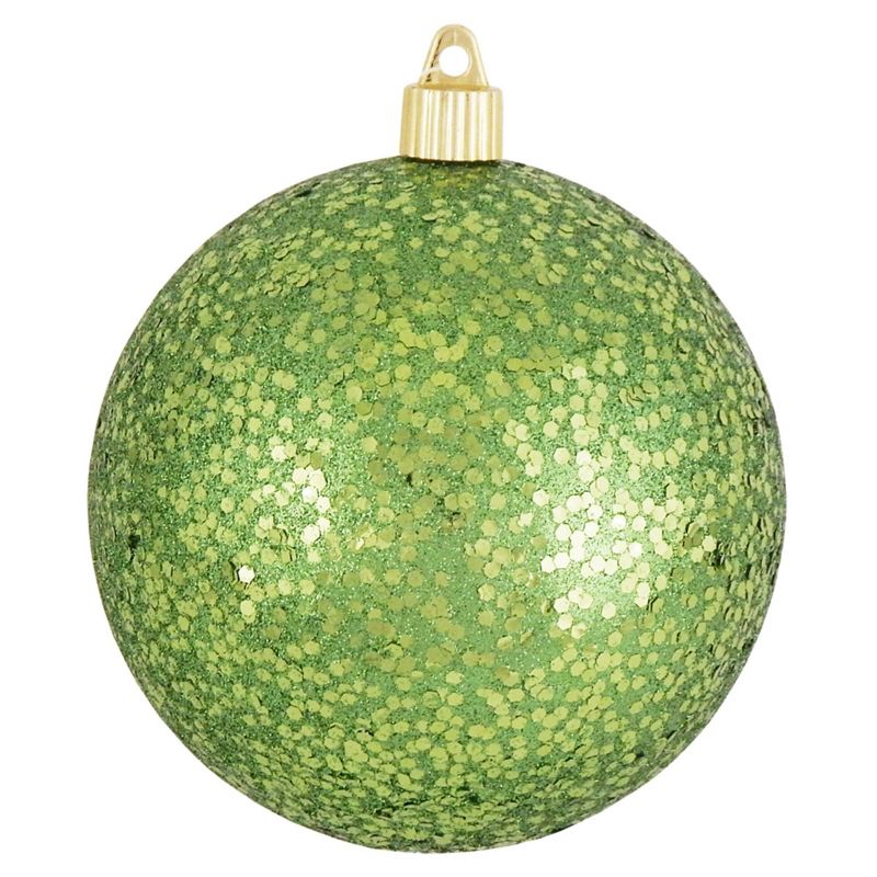 Christmas by Krebs 4ct Lime Green Shatterproof Glittered Christmas Ball Ornaments 4.75" (120mm), 1 of 5