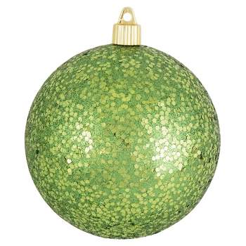 Christmas by Krebs 4ct Lime Green Shatterproof Glittered Christmas Ball Ornaments 4.75" (120mm)
