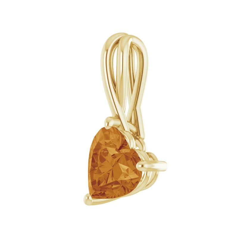 Pompeii3 2ct Citrine  Women's Heart Pendant in 14k Gold Necklace 6mm Tall, 2 of 5