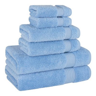 Sky Blue Turkish Cotton 6-Piece Bath Towel Set