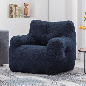 QingMoon Bean Bag Chairs, Teddy Fabric Lazy Sofa, Single Leisure Couch with Ergonomic Backrest and Arms for Living Room,Bedroom - 1 of 4
