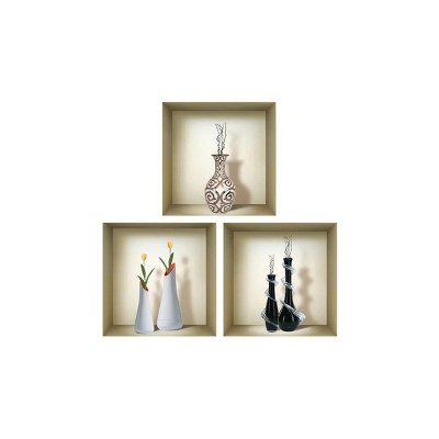 HomeRoots Set of Three Ray Faux Niche 3D Peel and Stick Wall Decals